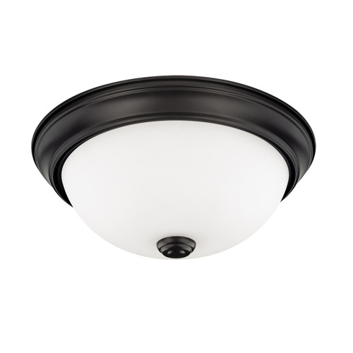 Bates 11" W x 4.5" H 2-Light Flush Mount in Matte Black with Soft White Glass Shade   (214721MB)