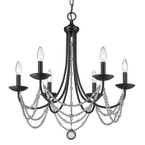 Mirabella 6 Light Chandelier In Matte Black With Crystal (7644-6 BLK)