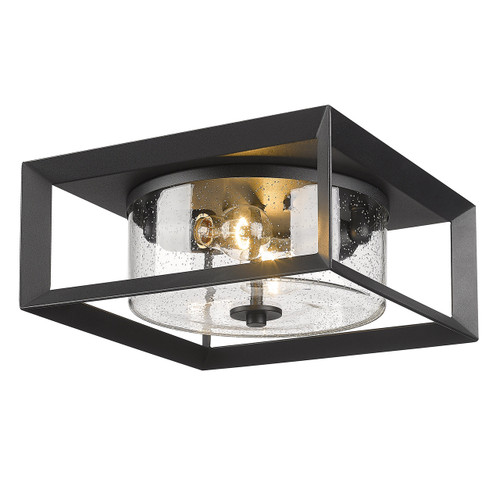 Smyth 2 Light Outdoor,Ceiling In Natural Black W/ Seeded Glass (2073-OFM NB-SD)