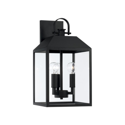 Nelson 8.50"W x 16.50"H 3-Light Outdoor Square Rectangle Wall Lantern in Black with Clear Glass (953431BK)