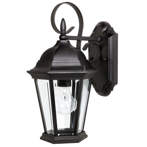 Carriage House 8"W x 15"H 1-Light Clear Beveled Glass Outdoor Wall Lantern in Black  (9726BK)