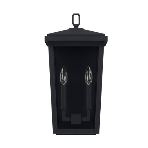 Donnelly 9"W x 18"H 2-Light Clear Glass Outdoor Flush Wall Lantern in Black (926222BK)