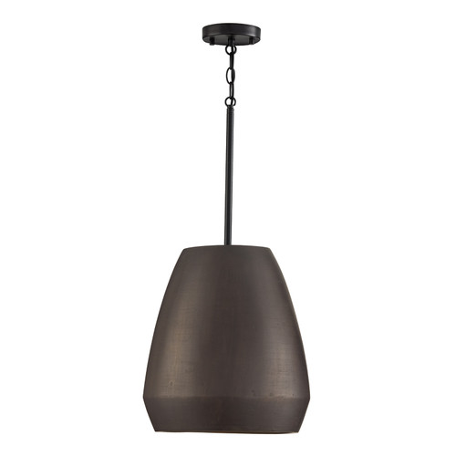 Della 16" W x 15" H 1-Light Handcrafted Terracotta Pendant in Umber and Matte Black (354211UR)