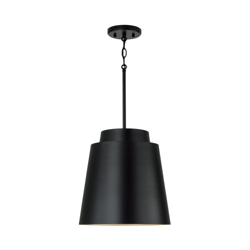 Pratt 13"W x 13.25"H Pendant in Matte Black with Soft Gold Interior (AA1034MB)