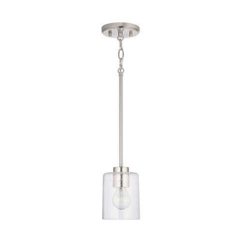 Greyson 5" W x 7" H 1-Light Clear Seeded Glass Pendant in Brushed Nickel  (328511BN-449)