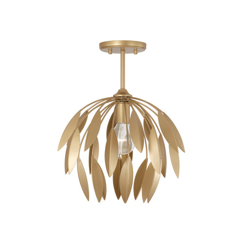 Margeaux 14"W x 12.25"H 1-Light Botanical Semi-Flush Pendant in Buffed Gold (351811GF)