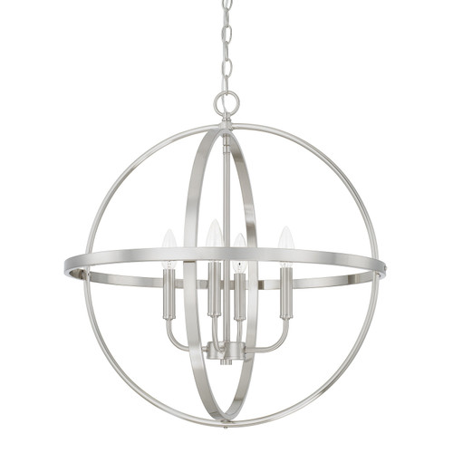 Hartwell 23" W x 24" H 4-Light Orb Pendant in Brushed Nickel   (317542BN)
