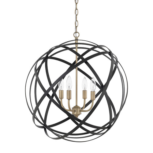 Axis 23" W x 23.5" H 4-Light Adjustable Orb Pendant in Aged Brass and Black  (4234AB)