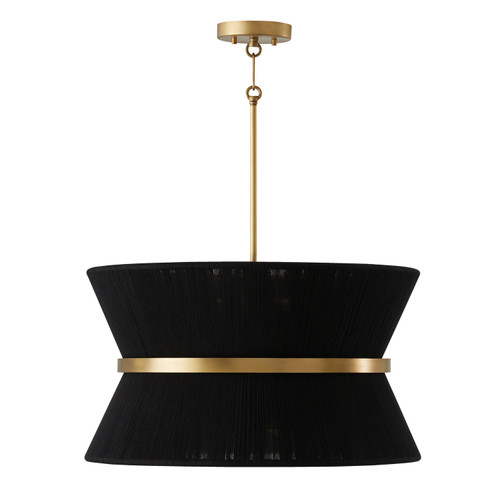 Cecilia 24" W x 14" H 8-Light Tapered String Pendant in Black Rope and Patinaed Brass (341281KP)