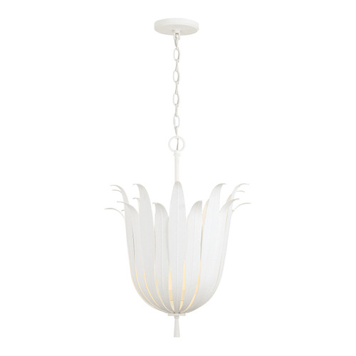Eden 16"W x 22"H 4-Light Botanical Tall Foyer Pendant in Textured White  (349542XW)