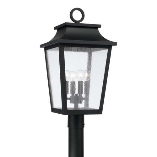 Chandler 12"W x 23.75"H 4-Light Outdoor Tapered Post Lantern in Black with Ripple Glass (953345BK)