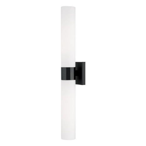 Sutton 5"W x 29"H 2-Light Dual Sconce in Matte Black with Soft White Glass (646221MB)