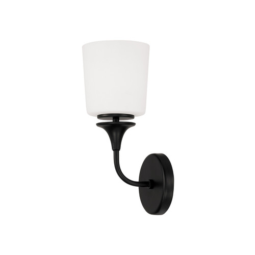 Presley 5.5"W x 13.75"H 1-Light Sconce in Matte Black with Soft White Glass (648911MB-541)