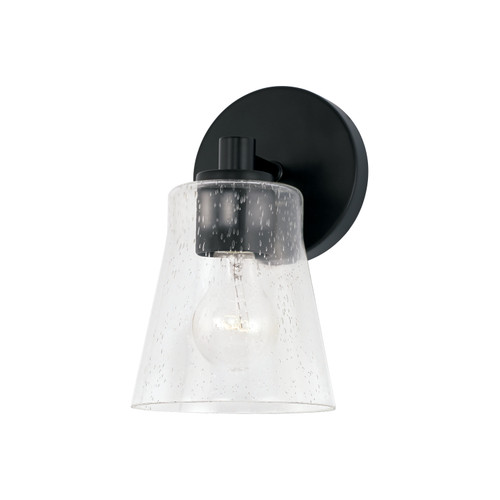 Baker 5.5" W x 9" H 1-Light Sconce in Matte Black with Clear Seeded Glass (646911MB-533)