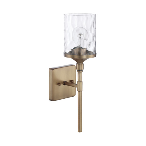 Colton 5" W x 17" H x 6" E 1-Light Clear Water Glass Sconce in Aged Brass  (628811AD-451)