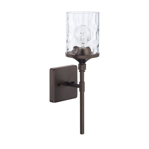 Colton 5" W x 17" H x 6" E 1-Light Clear Water Glass Sconce in Bronze  (628811BZ-451)