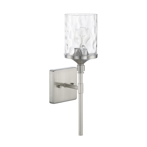 Colton 5" W x 17" H x 6" E 1-Light Clear Water Glass Sconce in Brushed Nickel  (628811BN-451)