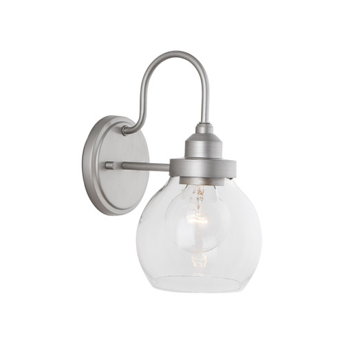 Daphne 6" W x 11" H x 8.5" E 1-Light Clear Glass Sconce Brushed Nickel   (9D334A)