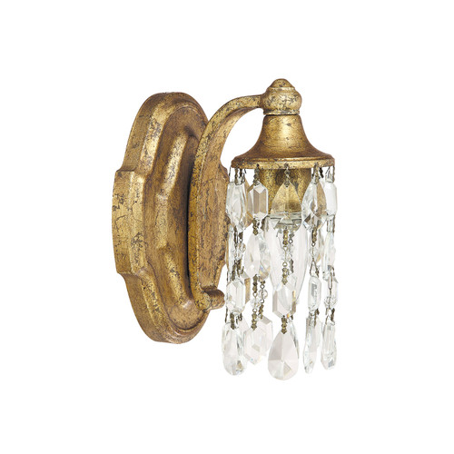 Blakely 5" W x 8" H x 6" E 1-Light Sconce in Antique Gold with Crystal Shade  (8521AG-CR)