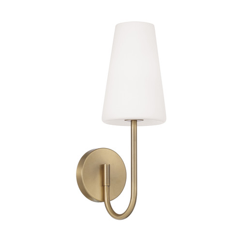 Averitt 5.75" W x 17.25" H 1-Light Armed Sconce in Aged Brass with Tapered Soft White Glass (655211AD-550)