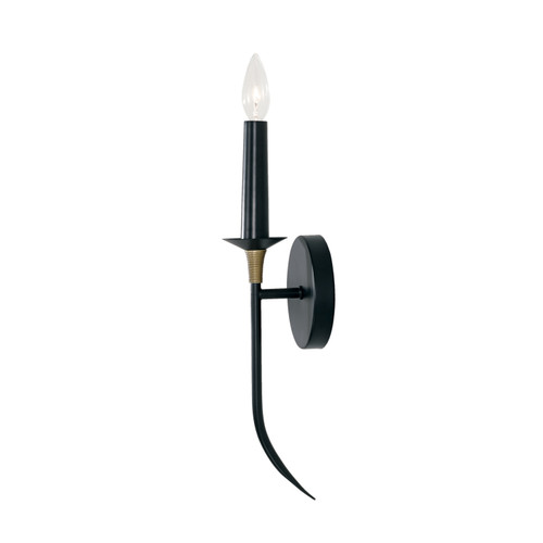 Amara 5" W x 17" H 1-Light Sconce in Matte Black with Brass with and Brass Wrapped Detail (645611KB)