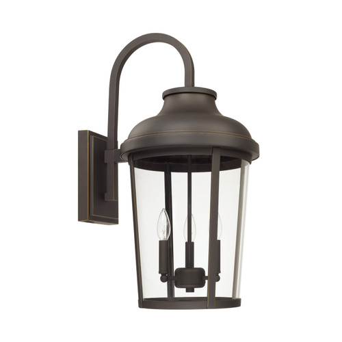 Dunbar 13"W x 26.5"H 3-Light Clear Glass Outdoor Wall Lantern in Oiled Bronze (927032OZ)