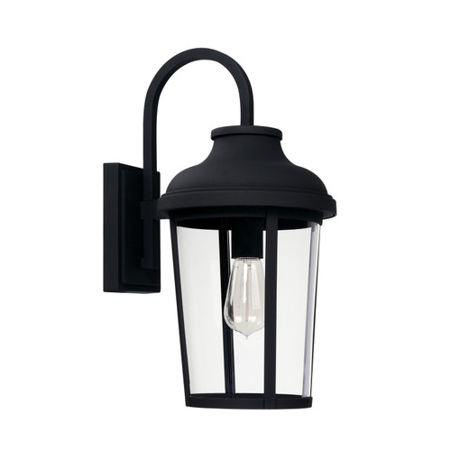 Dunbar 9"W x 18"H 1-Light Clear Glass Outdoor Wall Lantern in Black (927011BK)