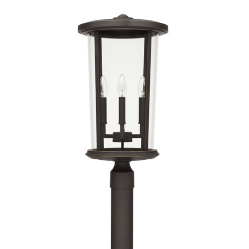 Howell 12" W x 23" H 4-Light Outdoor Post Lantern in Oiled Bronze with Clear Glass Shade   (926743OZ)