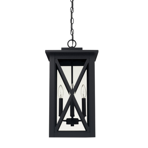 Avondale 11" W x 21" H 4-Light Clear Glass Outdoor Hanging Lantern   (926642BK)