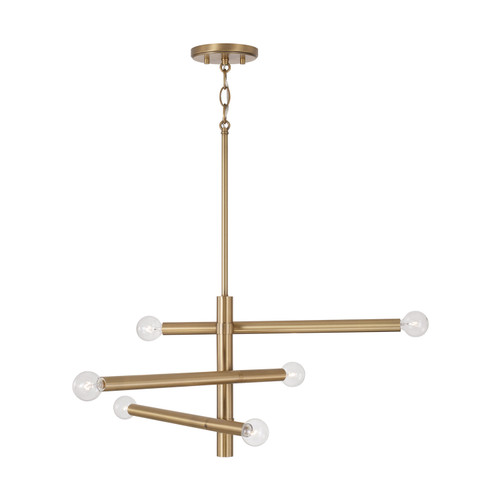 Zane 26"W x 12"H 6-Light Modern Sputnik Chandelier in Aged Brass (451261AD)