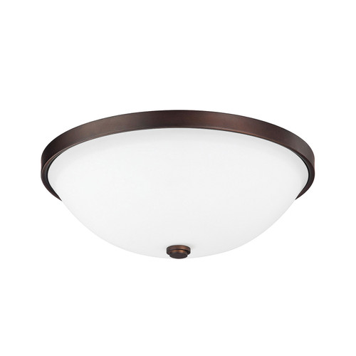 Perkins 12.5" W x 4.5" H 2-Light Flush Mount in Burnished Bronze with Soft White Glass Shade   (2323BB-SW)