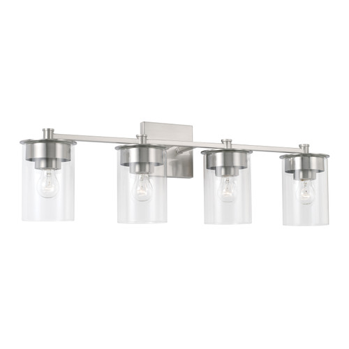 Mason 29.5" W x 9" H 4-Light Vanity in Brushed Nickel with Clear Glass (146841BN-532)