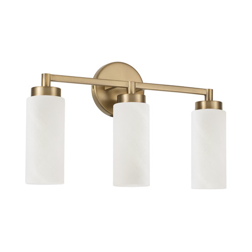 Alyssa 19"W x 11.50"H 3-Light Cylindrical Vanity in Aged Brass with Faux Alabaster Glass (151731AD)