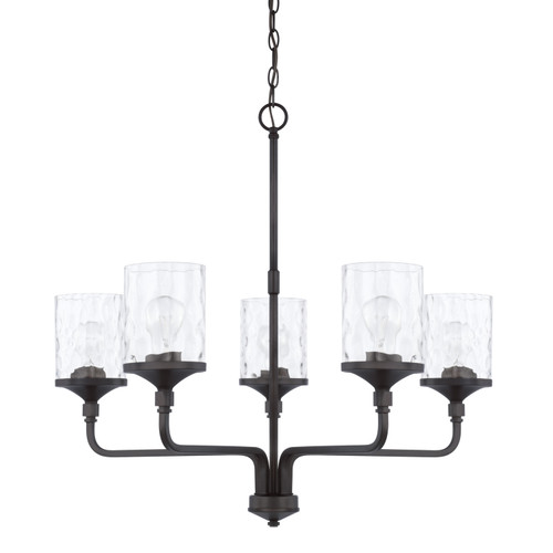 Colton 28" W x 26.5" H 5-Light Clear Water Glass Chandelier in Matte Black  (428851MB-451)