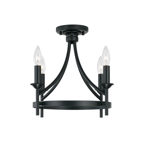 Peyton 16" W x 15.5" H 4-Light Dual Mount Semi-Flush or Pendant in Matte Black (242041MB)