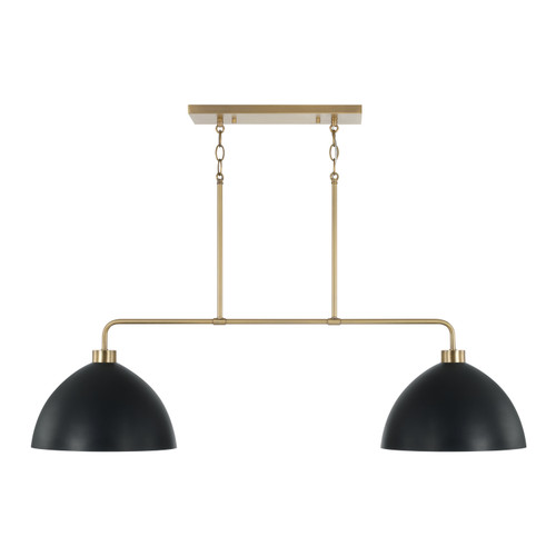 Ross 44"W x 11.50"H 2-Light Linear Chandelier in Aged Brass and Black (852021AB)