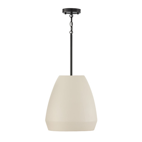 Della 14" W x 15" H 1-Light Handcrafted Terracotta Pendant in Ivory and Matte Black (354211IV)