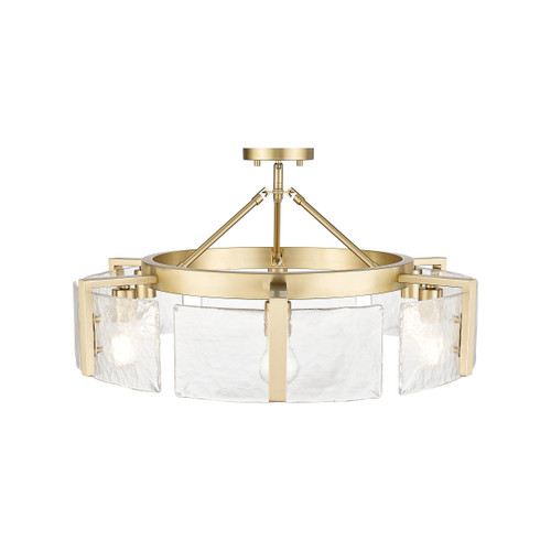 Aenon 6-Light Semi-Flush in Brushed Champagne Bronze with Hammered Water Glass Shade (3164-6SF BCB-HWG)