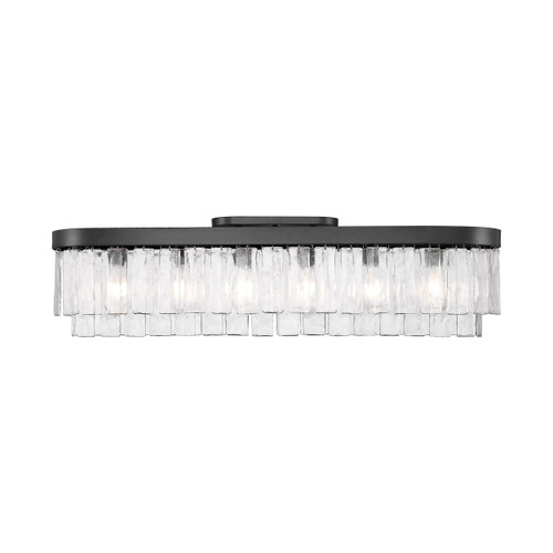 Ciara 6-Light Flush Mount in Matte Black with Hammered Water Glass (1768-FM42 BLK-HWG)