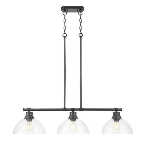 Duncan 3-Light Linear Pendant in Matte Black with Clear Glass (3602-3LP BLK-CLR)