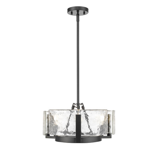 Aenon 3-Light Chandelier in Matte Black with Hammered Water Glass (3164-3 BLK-HWG)