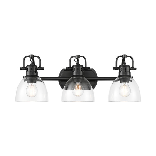 Duncan 3-Light Bath Vanity in Matte Black with Clear Glass (3602-BA3 BLK-CLR)
