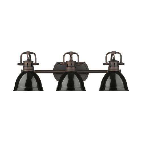 Duncan 3-Light Bath Vanity in Rubbed Bronze with Black (3602-BA3 RBZ-BK)