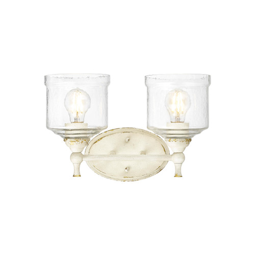 Keating 2 Light Bath Vanity in Antique Ivory with Hammered Water Glass Shade (0806-BA2 AI-HWG)