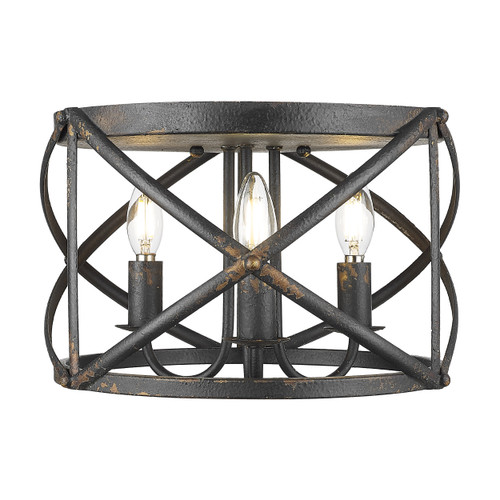 Alcott 2 Light Flush Mount in Antique Black Iron with No Shade (0890-FM ABI)