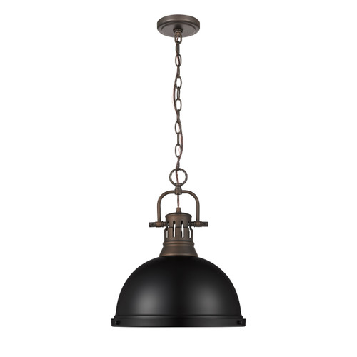 Duncan 1-Light Pendant with Chain in Rubbed Bronze with Matte Black (3602-L RBZ-BLK)