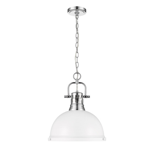 Duncan 1-Light Pendant with Chain in Chrome with Matte White (3602-L CH-WHT)