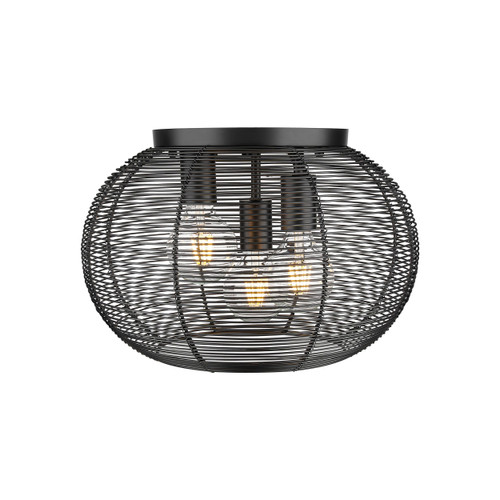 Calypso 3 Light Flush Mount in Matte Black with Matte Black Shade (6802-FM BLK)