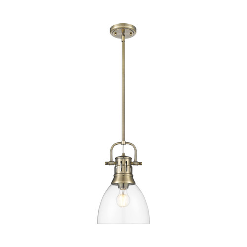 Duncan Small Pendant with Rod in Aged Brass with Clear Glass (3604-S AB-CLR)