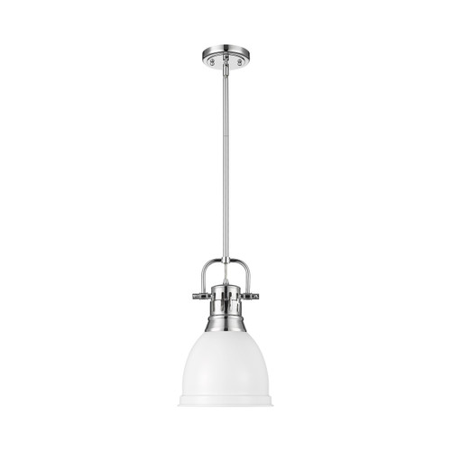 Duncan Small Pendant with Rod in Chrome with Matte White (3604-S CH-WHT)